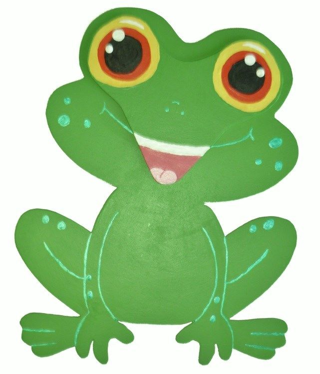 Houten wand- of deurbord model : kikker chibi manga 21x20 cm groen