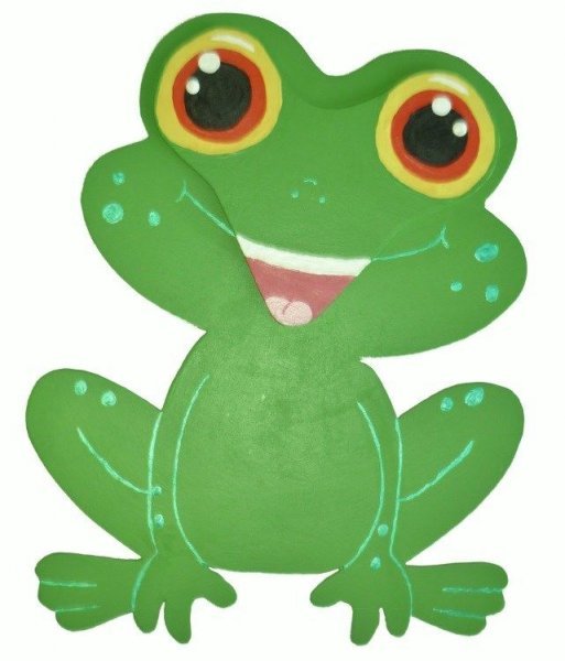 Houten wand- of deurbord model : kikker chibi manga 21x20 cm groen
