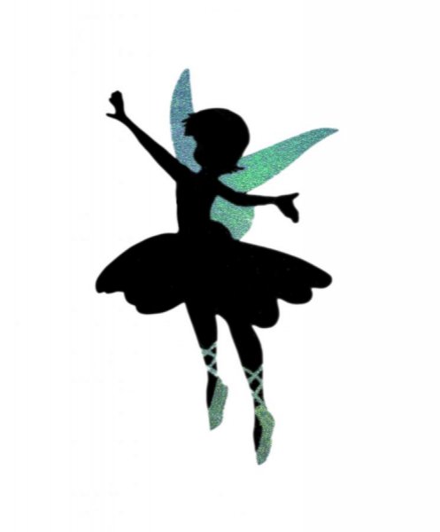 Houten wand- of deurbord model : dancing fairy 60x38 Cm Holografische glitter paars groen