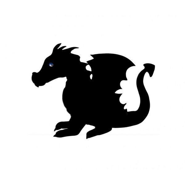 Houten wand- of deurbord model : drakenkind 40x28 cm zwart