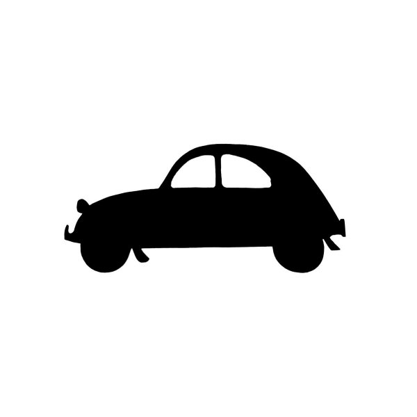 Houten wand- of deurbord model : Rijtuig twee Paarden 2 Cv 40X19 cm zwart