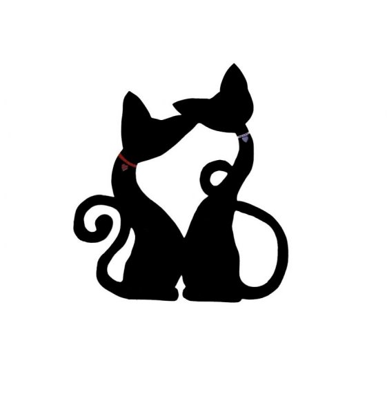 Houten wand- of deurbord model : koppel kat groot hart omhelzing 46x40 cm zwart