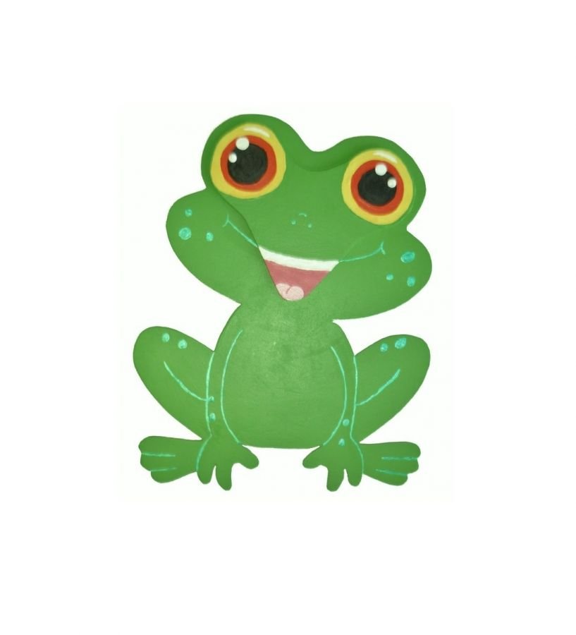 Houten wand- of deurbord model : kikker chibi manga 21x20 cm groen