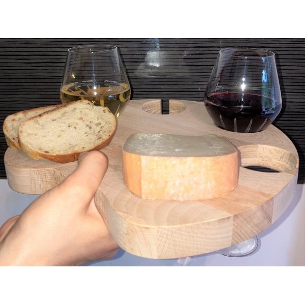 Speciale snijplank van natuurlijk beukenhout FSC-kattenpootmodel voor 4 glazen met steeltjes