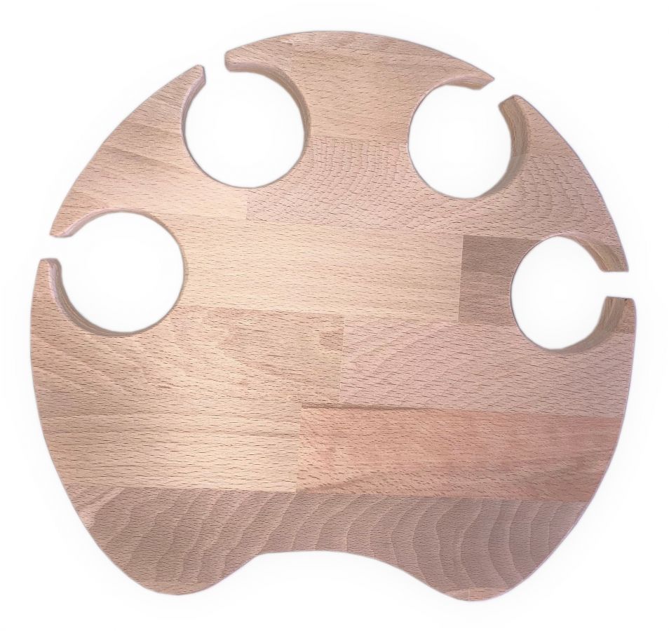 Speciale snijplank van natuurlijk beukenhout FSC-kattenpootmodel voor 4 glazen met steeltjes