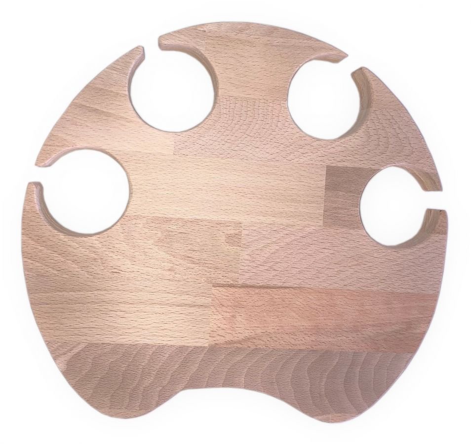 Speciale snijplank van natuurlijk beukenhout FSC-kattenpootmodel voor 4 glazen met steeltjes