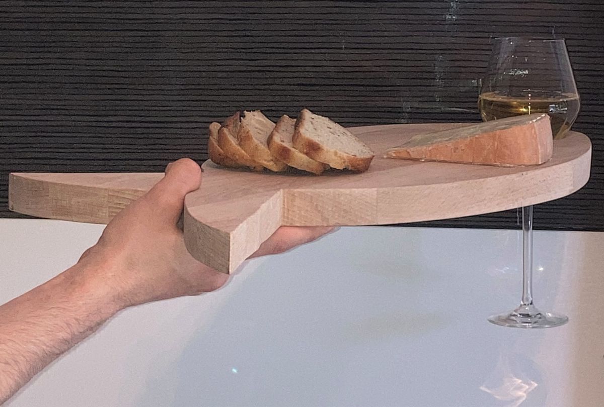 FSC natuurlijk beukenhouten snijplank vis model 1 glas 