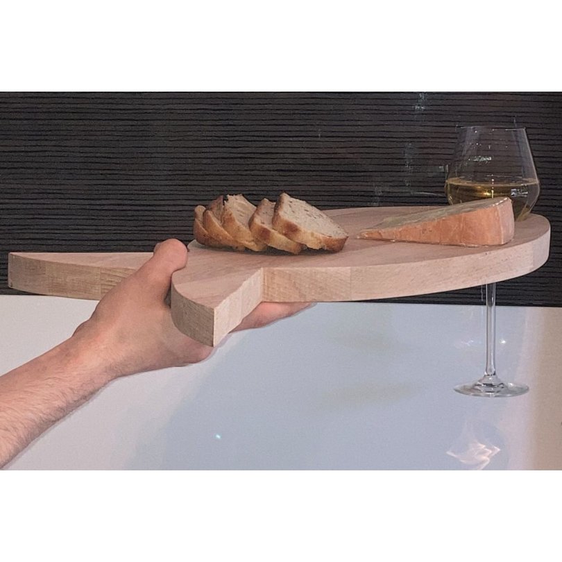 FSC natuurlijk beukenhouten snijplank vis model 1 glas 