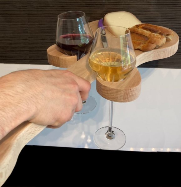 FSC natuurlijk beukenhouten snijplank model gitaar plaats voor 2 glazen