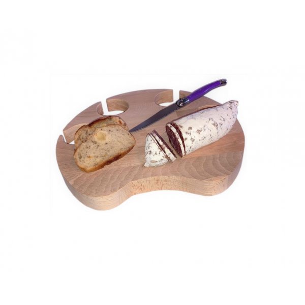 Speciale snijplank van natuurlijk beukenhout FSC-kattenpootmodel voor 4 glazen met steeltjes