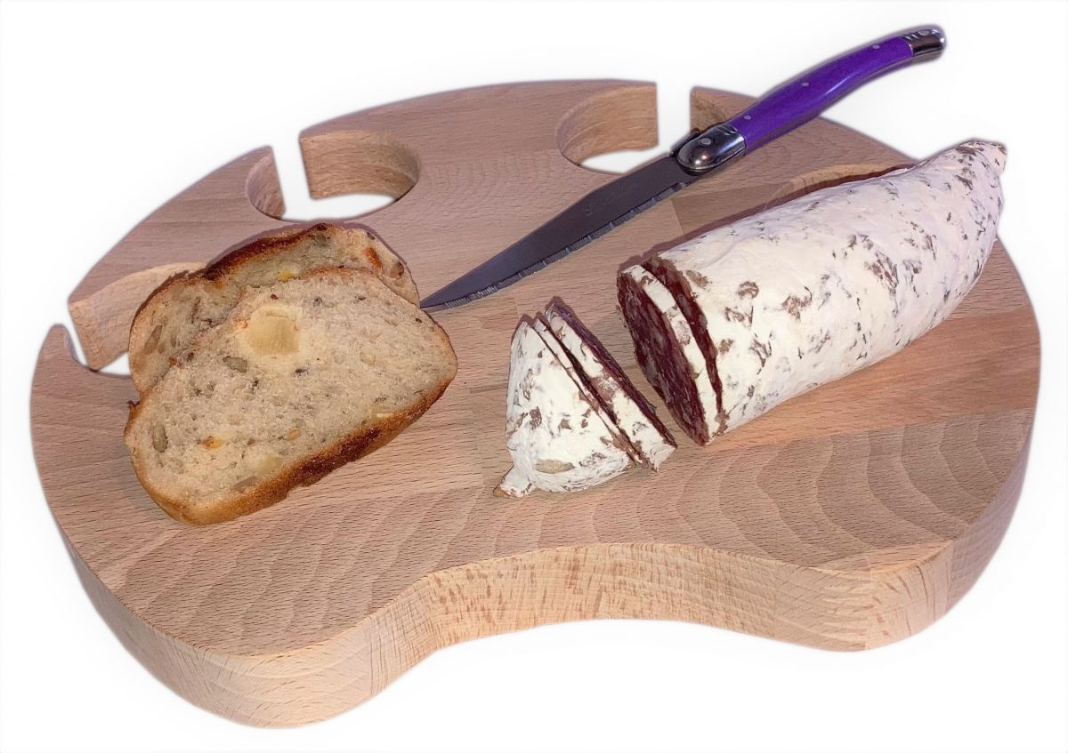 Speciale snijplank van natuurlijk beukenhout FSC-kattenpootmodel voor 4 glazen met steeltjes