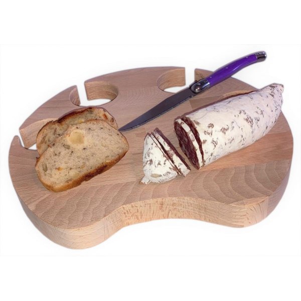 Speciale snijplank van natuurlijk beukenhout FSC-kattenpootmodel voor 4 glazen met steeltjes