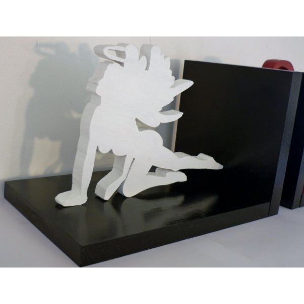 Houten boekensteun "Sexy Engel en Duivel" modern