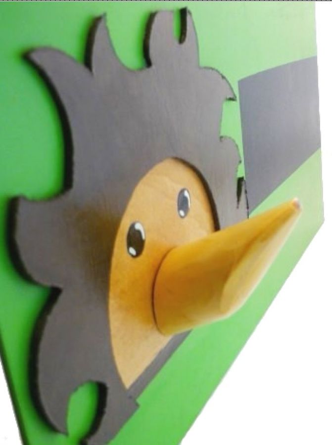 Houten Terug naar School-set model: Egel (Potloodhouder en wandkapstok)