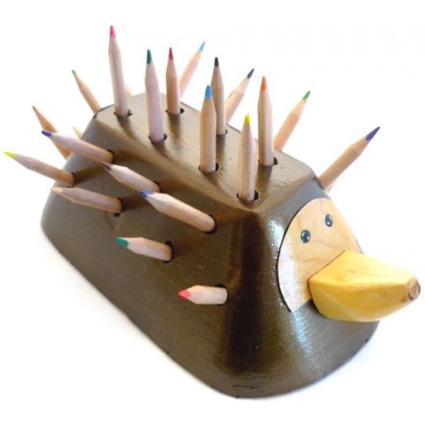 Houten Terug naar School-set model: Egel (Potloodhouder en wandkapstok)