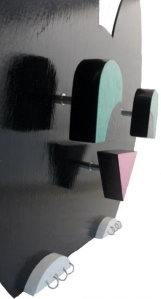 Terug naar school set in hout model : ondeugende kat Potlood en wandkapstok met 3 haken + sleutelhanger