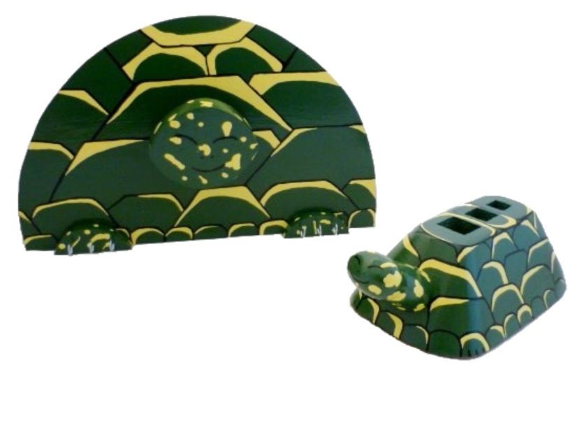 Terug naar school set hout model : schildpad Potlood beker en wand kleerhanger met een knijper