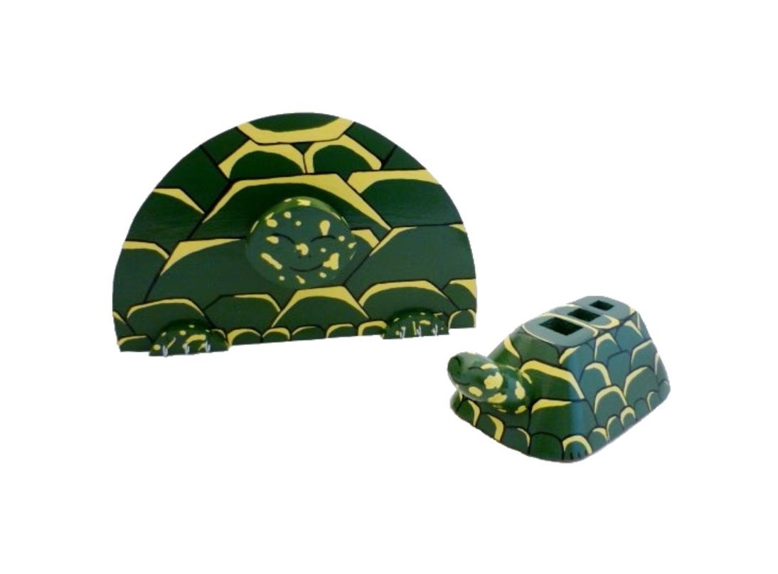 Terug naar school set hout model : schildpad Potlood beker en wand kleerhanger met een knijper