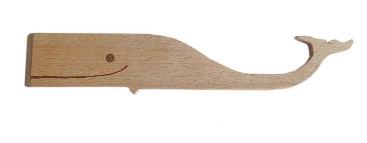 Dikke houten schuine spatel met walvismodel