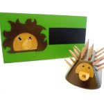 Houten Terug naar School-set model: Egel (Potloodhouder en wandkapstok)