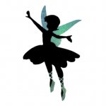 Houten wand- of deurbord model : dancing fairy 60x38 Cm Holografische glitter paars groen
