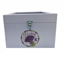 Houten kistje met glazen deksel. Model : lavendula.