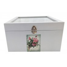 Houten doos en glazen deksel. Model : rozenwaterbrief