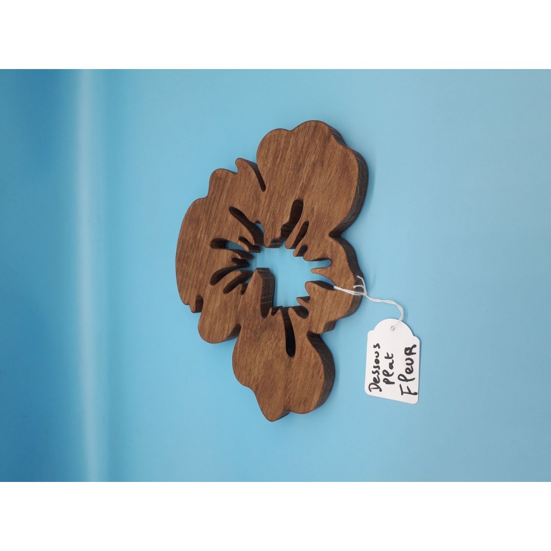 Fleur de pensée onderzetter in massief eikenhout 15 mm dik