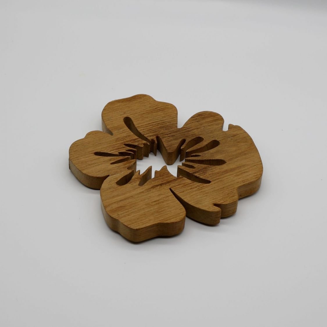 Fleur de pensée onderzetter in massief eikenhout 15 mm dik
