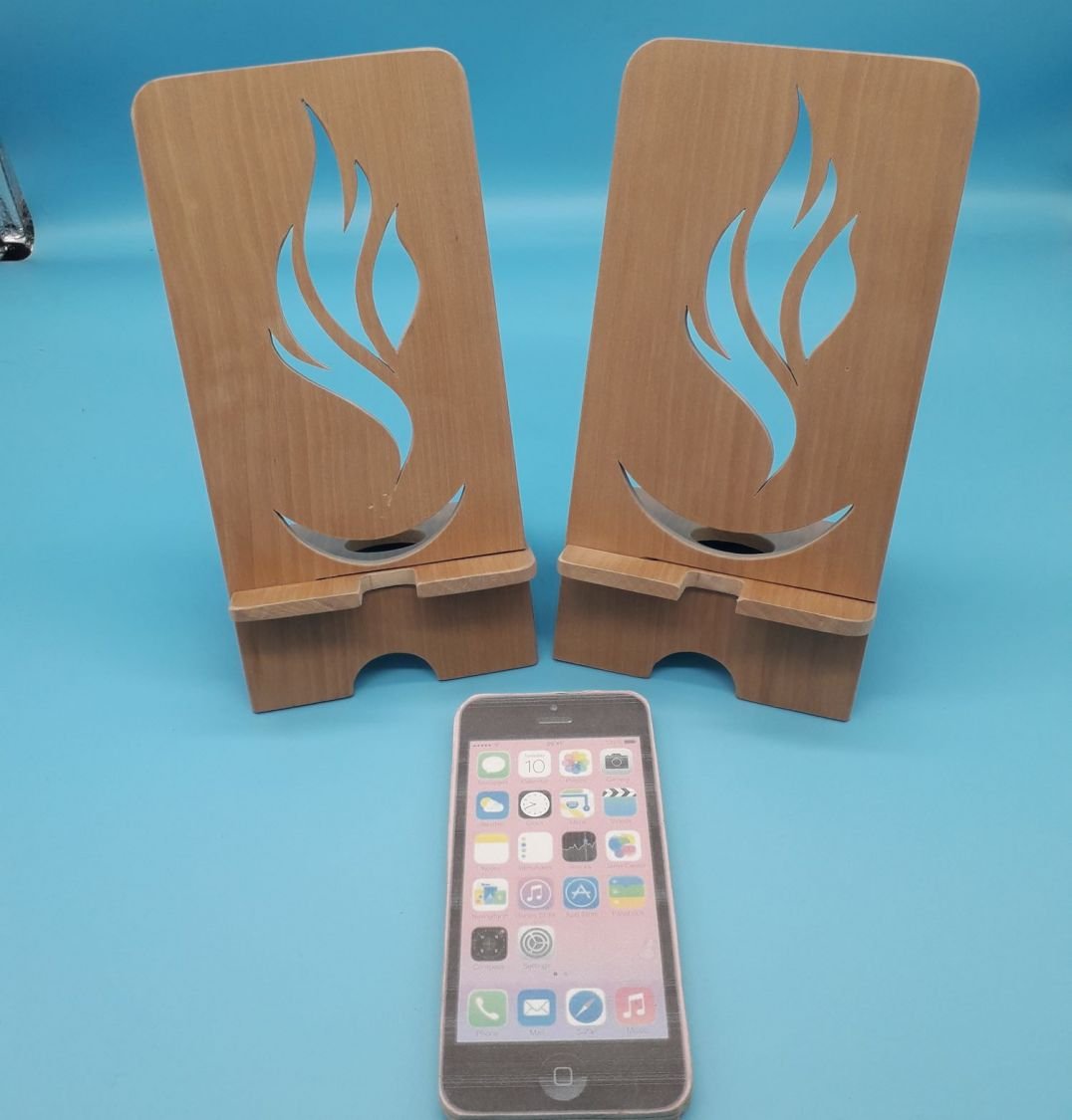 Verticale mobiele telefoonhouder met vlammotief