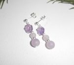 Zilver 925 roze amethist oorbellen met parels
