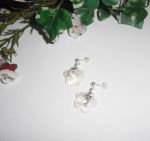 Oorbellen met parelmoer bloemen en dolfijnen op 925 sterling zilveren knopjes