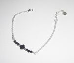Bloem en hematietstenen armband aan 925 zilveren ketting