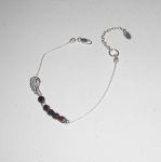 Originele bruine kristallen vleugel en kralen armband aan 925 zilveren ketting