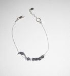 Originele dolfijn en hematiet kralen armband aan 925 zilveren ketting
