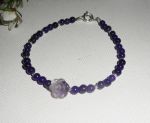 Amethist parel en roos armband op zilveren sluiting