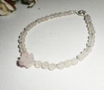 Rozenkwarts en parel armband op zilveren sluiting