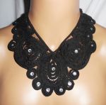 Originele grote zwarte kanten bloem choker ketting met Swarovski kristal
