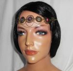 Bronzen tiara met roze en paarse Swarovski kristallen strass