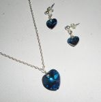 Set Swarovski kristal blauwe hart hanger aan 925 zilveren ketting