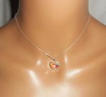 Witte hart hanger AB in Swarovski kristal aan 925 zilveren ketting