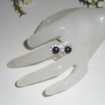Originele 925 zilveren ring met bloem en zwarte gekweekte parel