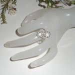 Originele 925 zilveren ring met bloemen en wit Swarovski kristal