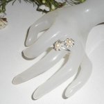Originele 925 zilveren ring met dubbele bloem en witte gekweekte parels