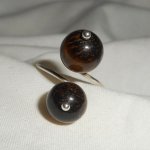 Originele 925 zilveren ring met bruine tijgeroog stenen