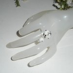 Originele 925 zilveren ring met witte jade steen en lampwork parel