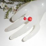 Originele 925 zilveren ring met koraalroos en rood emaille lieveheersbeestje