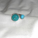 Originele dubbele blauwe steen ring in jade en turkoois en 925 zilver