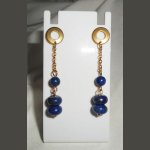 Lapis lazuli en blauwe Murano glaskralen op roestvrij stalen oorbellen