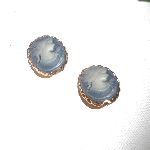 Blauwe camee oorbellen op clips